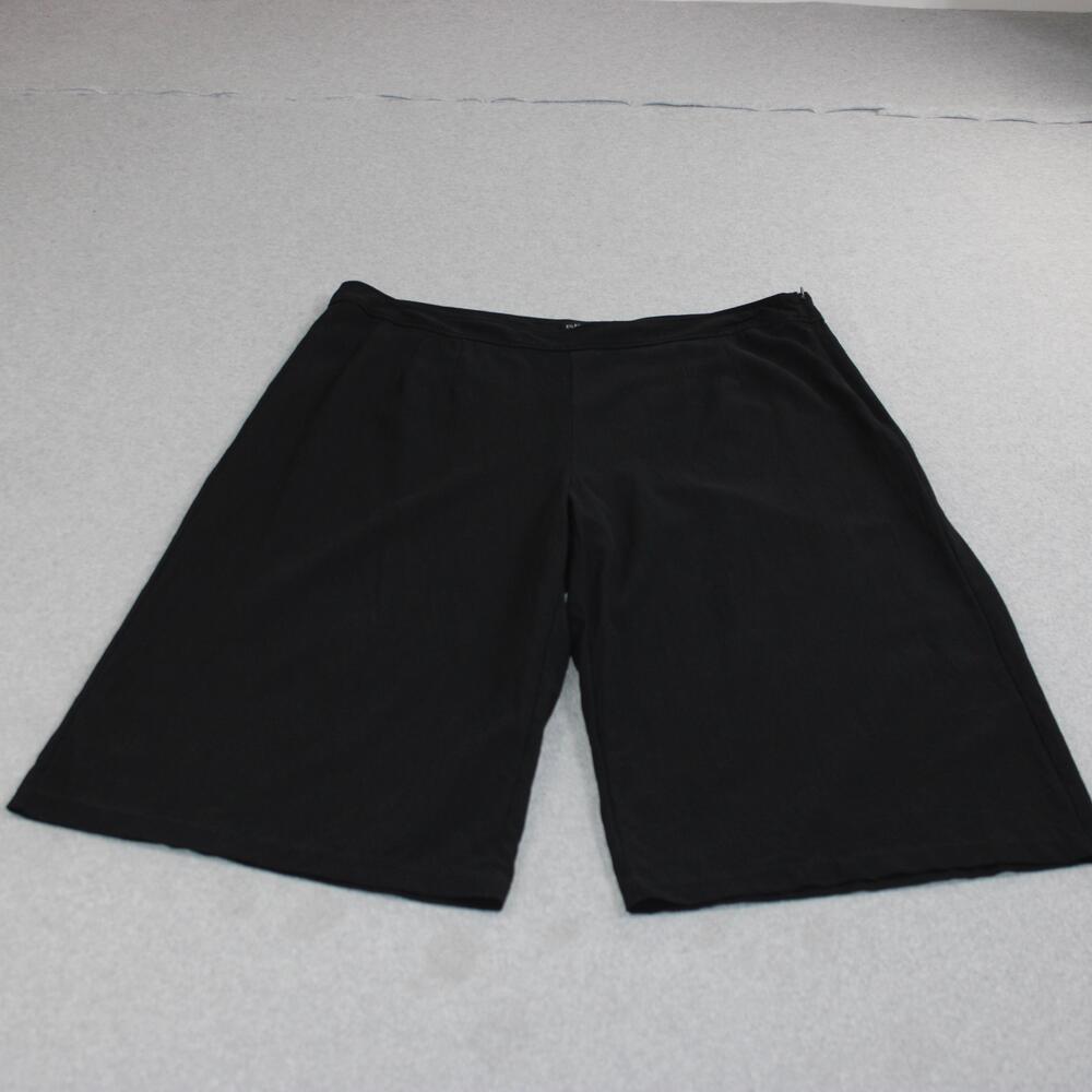 Eileen Fisher Silk Pants Women 16 Black Culotte Capri Wide Leg Lagenlook Relaxed